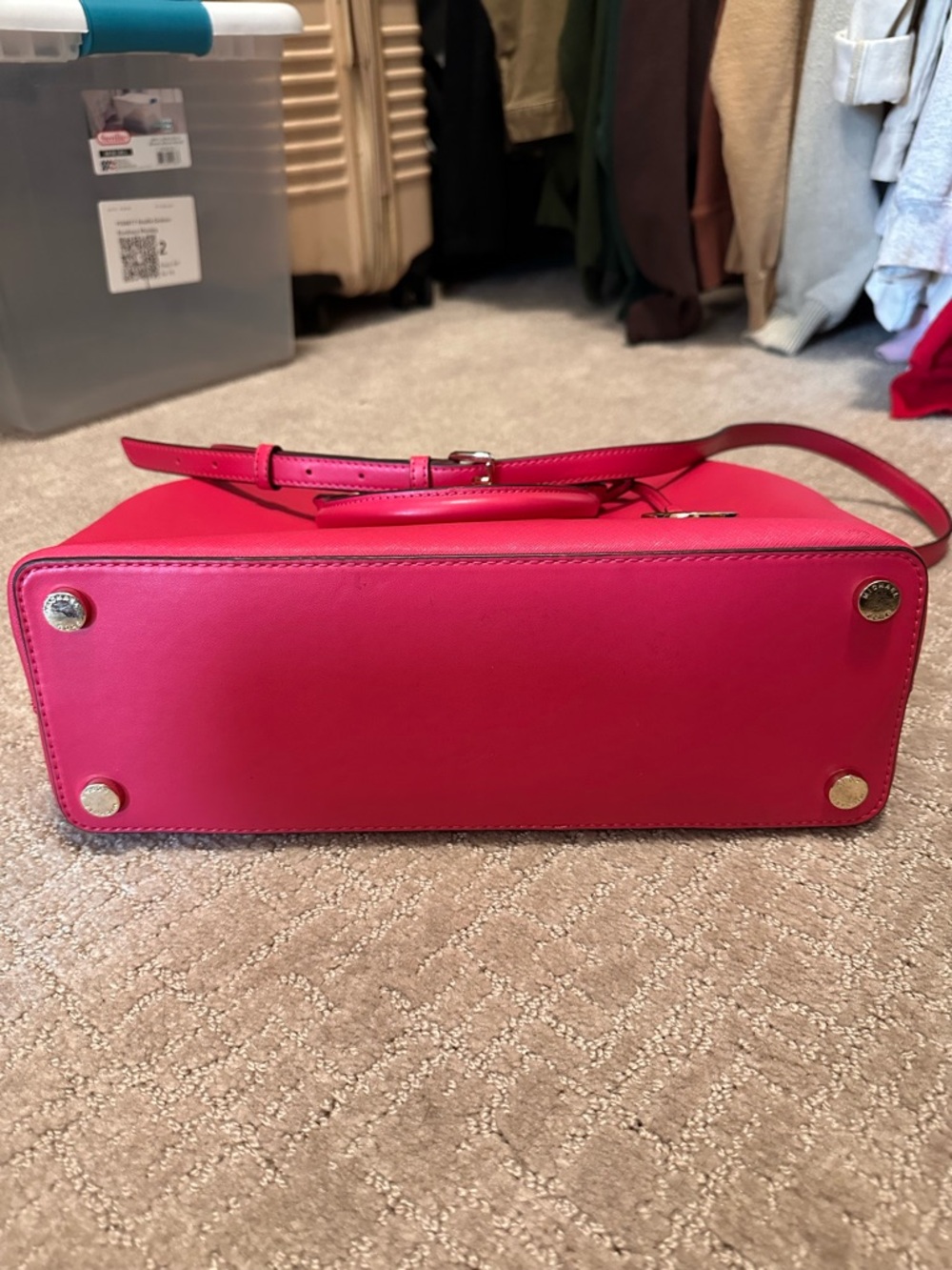 Michael Kors Fuchsia Saffiano Leather Satchel with Gold Hardware - Picture 5 of 7